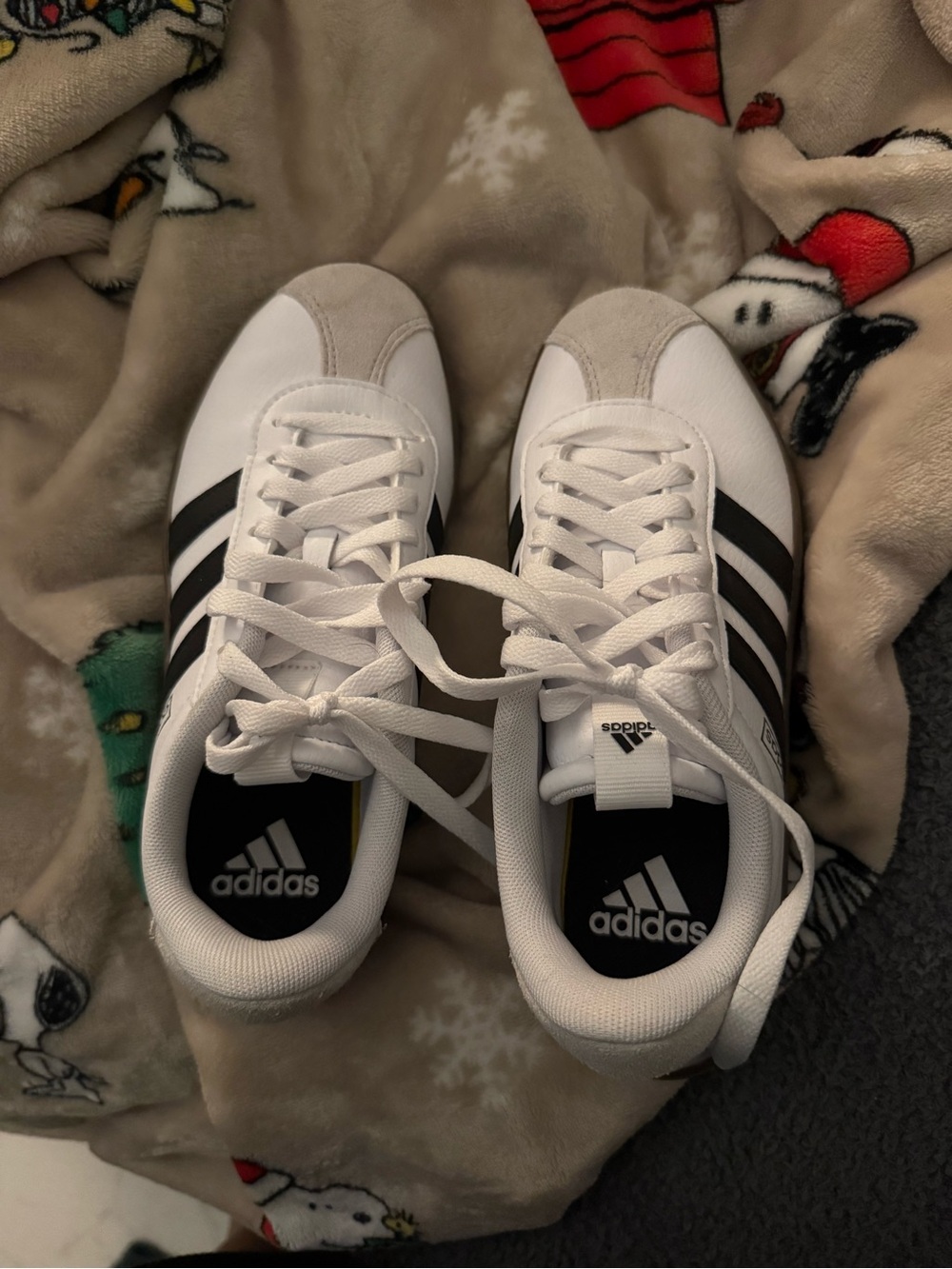 adidas Originals White Sneakers with Black Three-Stripes (Kids)